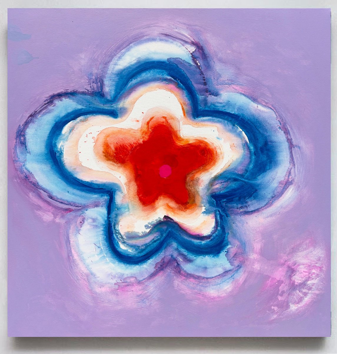 Impressionistic Botanical Acrylic Painting By Rosi Roys, 39 X 39", Blurred Flowers 2, Original Artwork