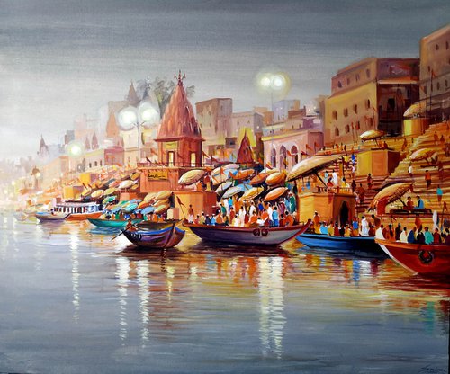 Monsoon Evening Varanasi Ghats by Samiran Sarkar