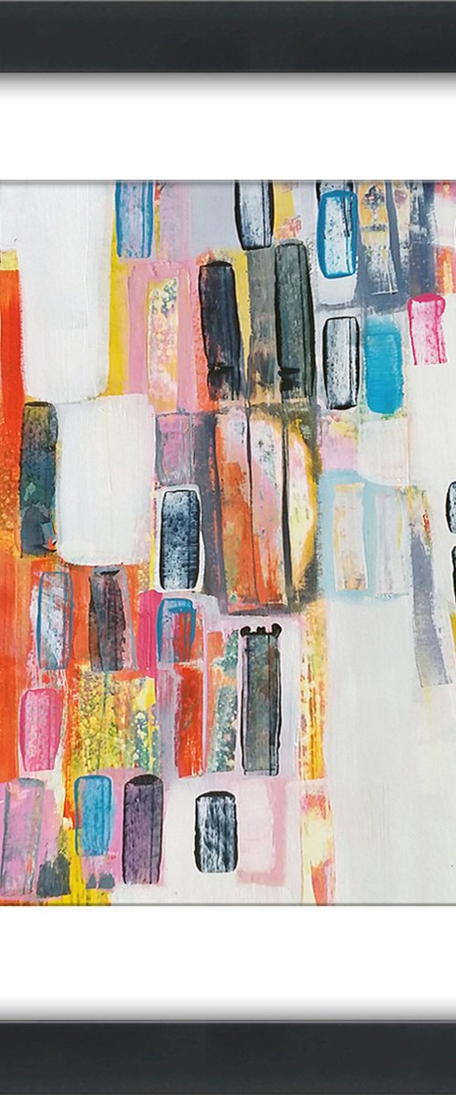 Hunky Dory - Framed and ready to hang - original abstract painting by Carolynne Coulson