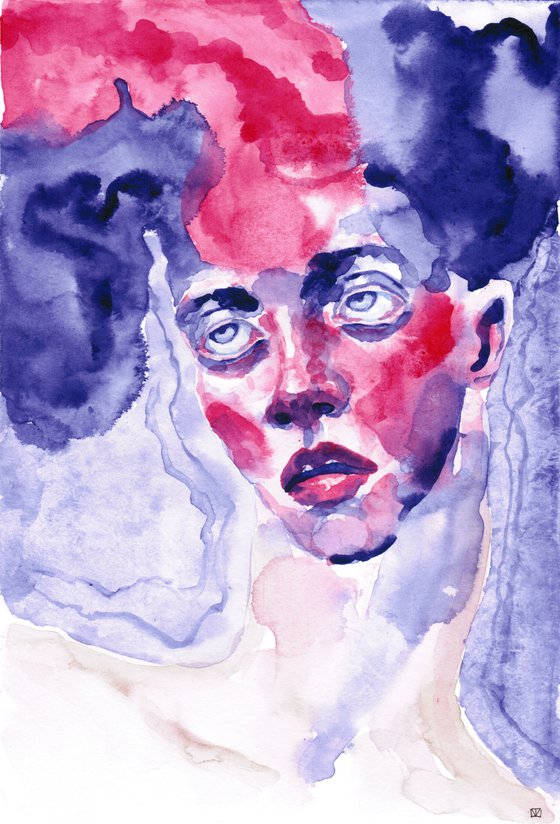 "Look up to the sky", Part I. Watercolor portrait