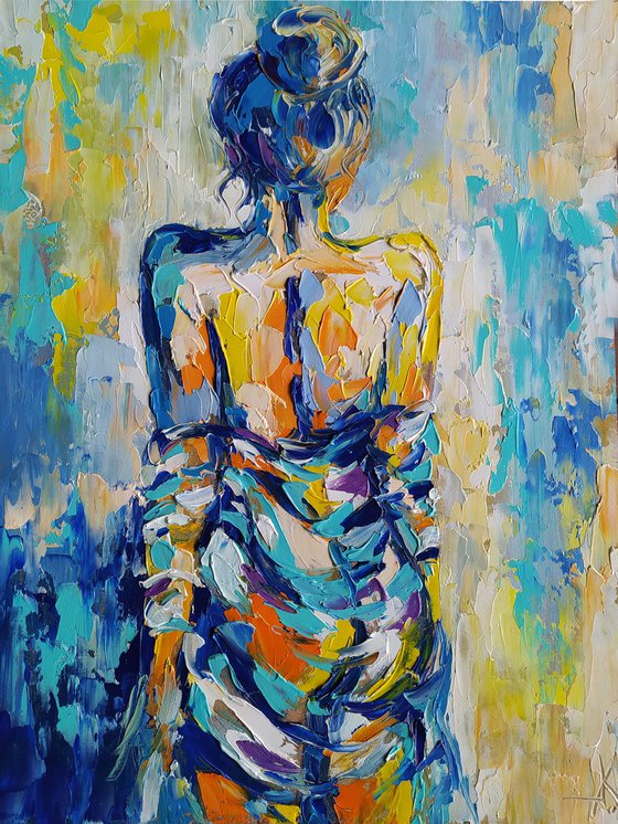 Sheer veil - nude, nu, erotic, body, woman, woman body, oil painting, gift for him, gift for man, nu oil painting