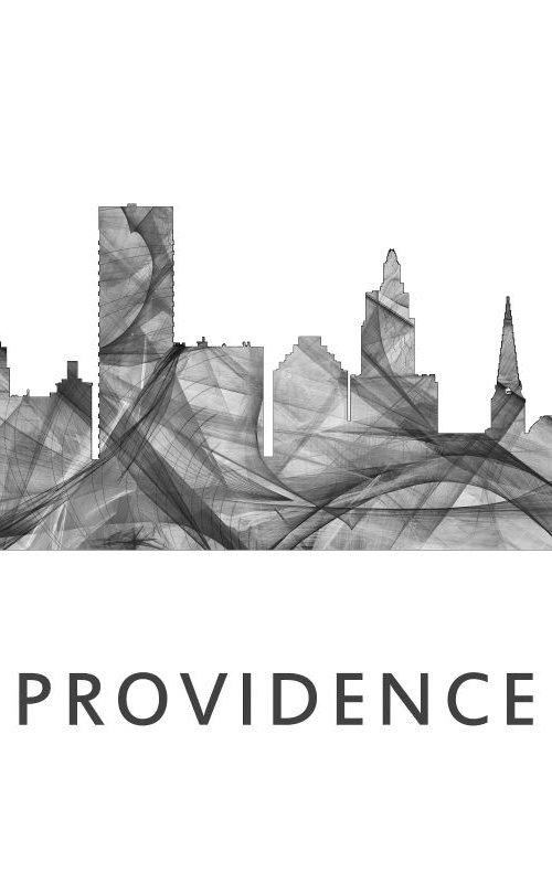 Providence Rhode Island Skyline WB BW by Marlene Watson