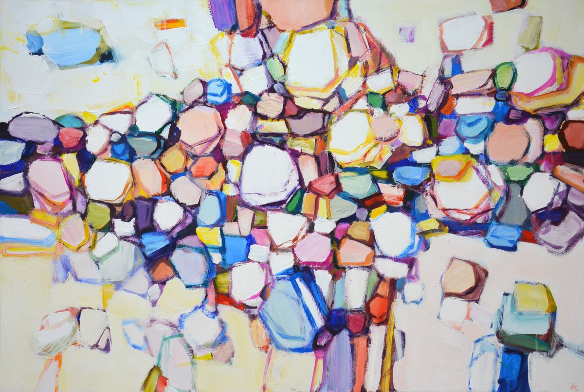 Abstract Acrylic Painting By Iryna Kastsova, 47 X 31, Gems., Original Artwork