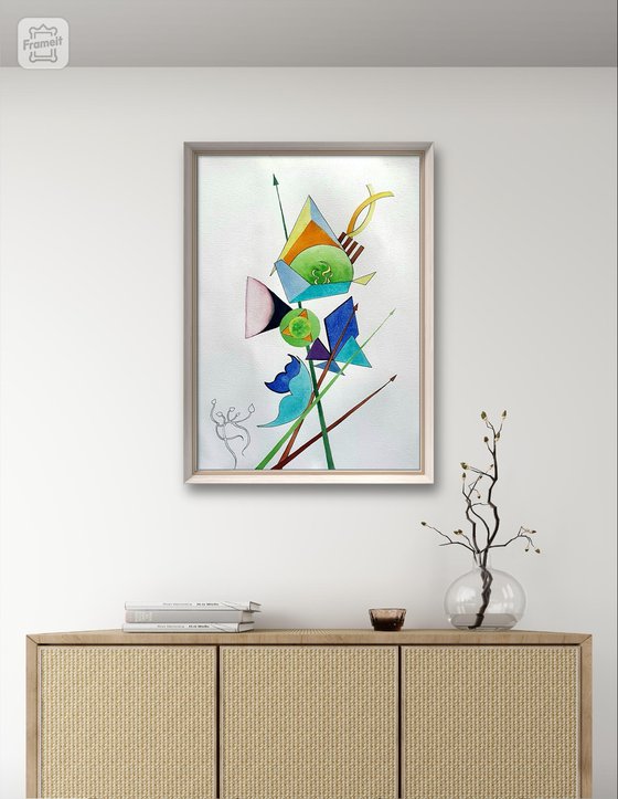 Sword lily 2 - abstract painting inspired by Kandinsky