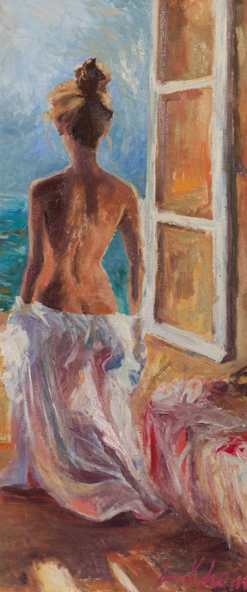 Naked  Model Painting by Leo Khomich