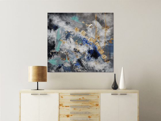 Modern Wall Art, Gray blue painting