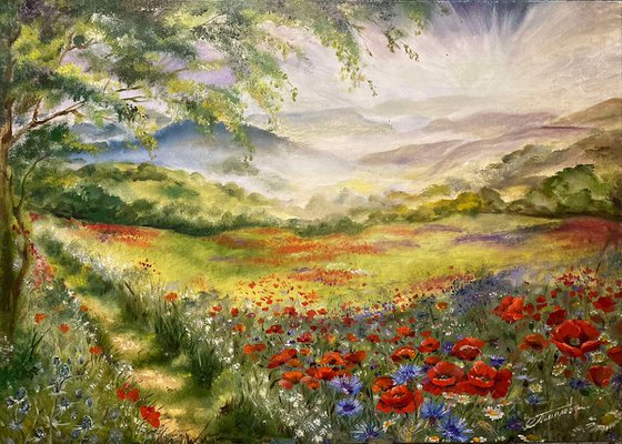 ''July day''. Original oil painting