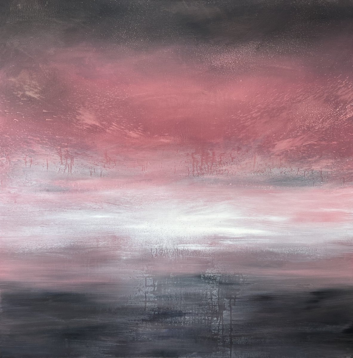 Expressive Landscape Acrylic Painting By Suzanne Williams, 39 X 39", Vespere, Original Artwork