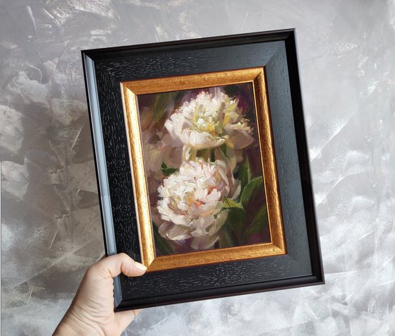 Two white peonies