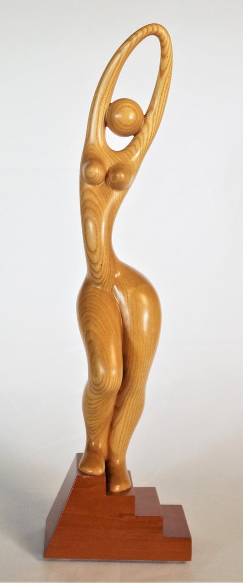 Nude Woman Wood Sculpture GRACE by Jakob Wainshtein