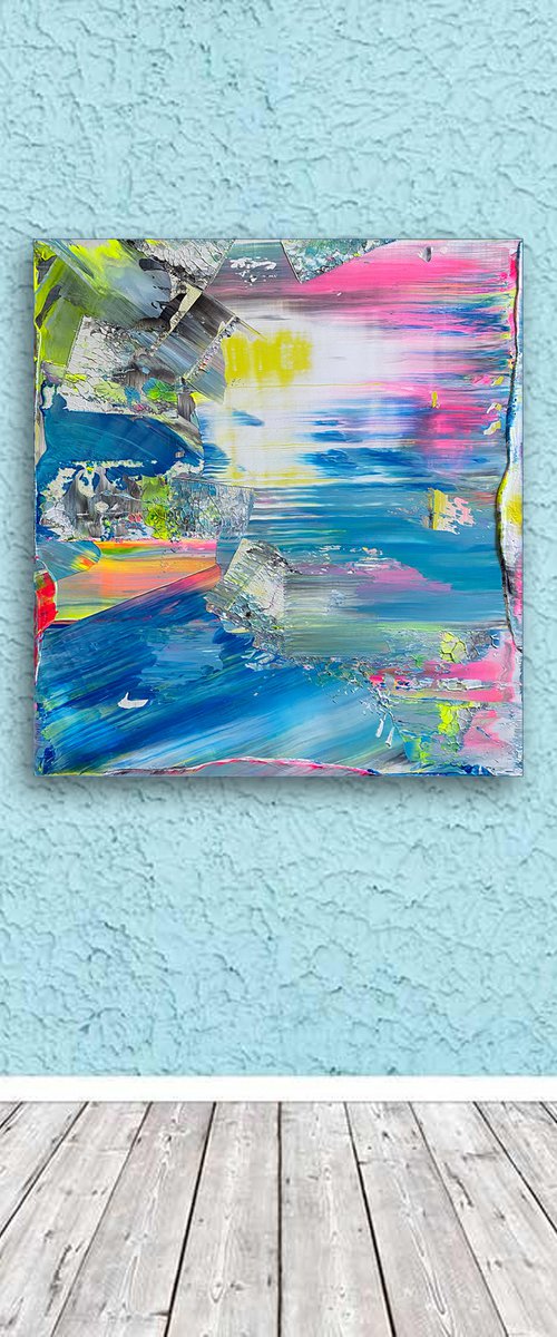 "Like, Everything's Connected Man" - Original PMS Abstract Acrylic Painting On Reclaimed Wooded Desk Panel - 24" x 27" by Preston M. Smith (PMS)