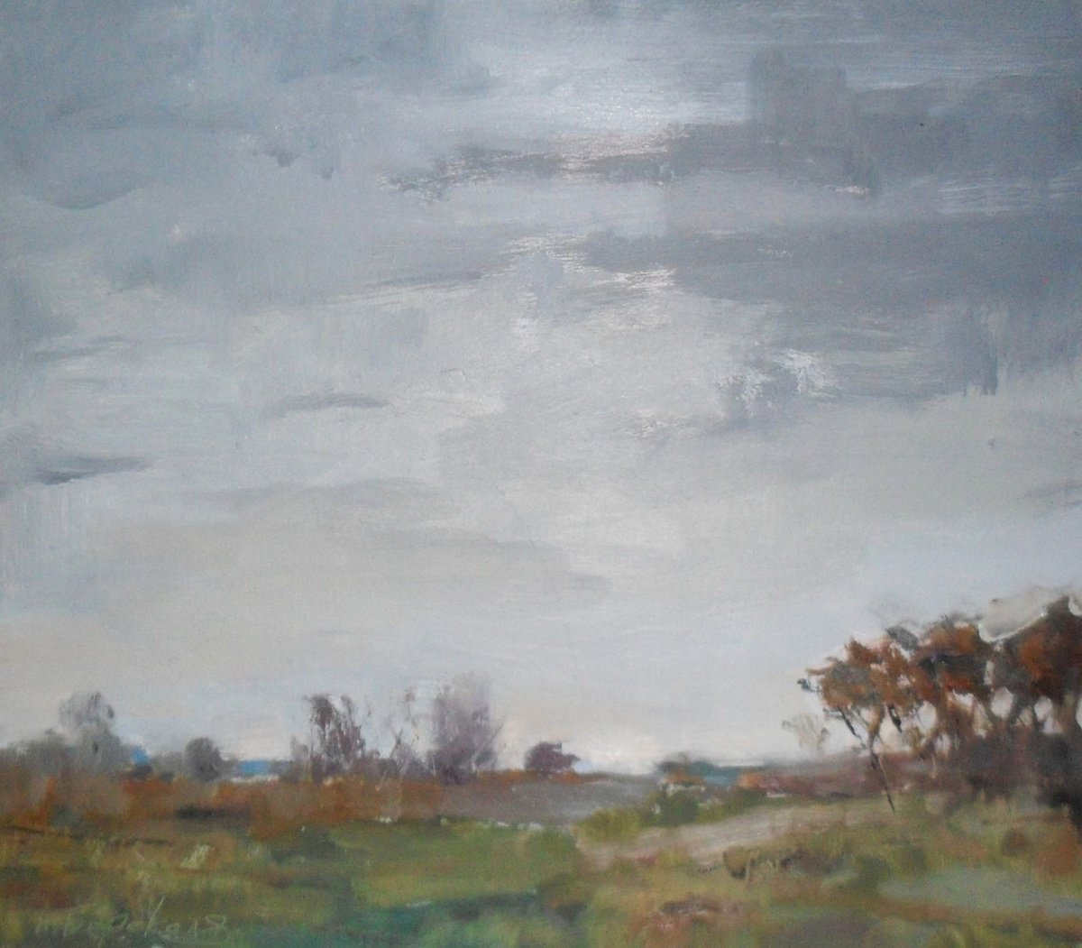 Impressionistic Landscape Oil Painting By Andriy Berekelia, 16 X 13, Autumn Serenity, Original Artwork