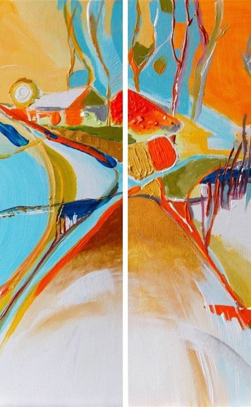 Summer Sunny Fields - diptych by Maria Paunova