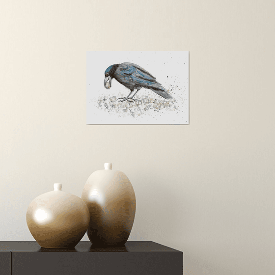 Crow with Pebble