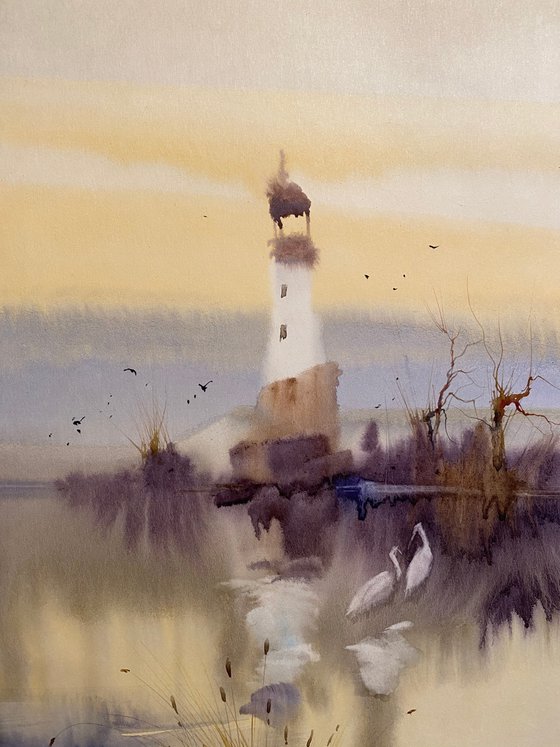 Watercolor “The Old lighthouse. Sulina” perfect gift