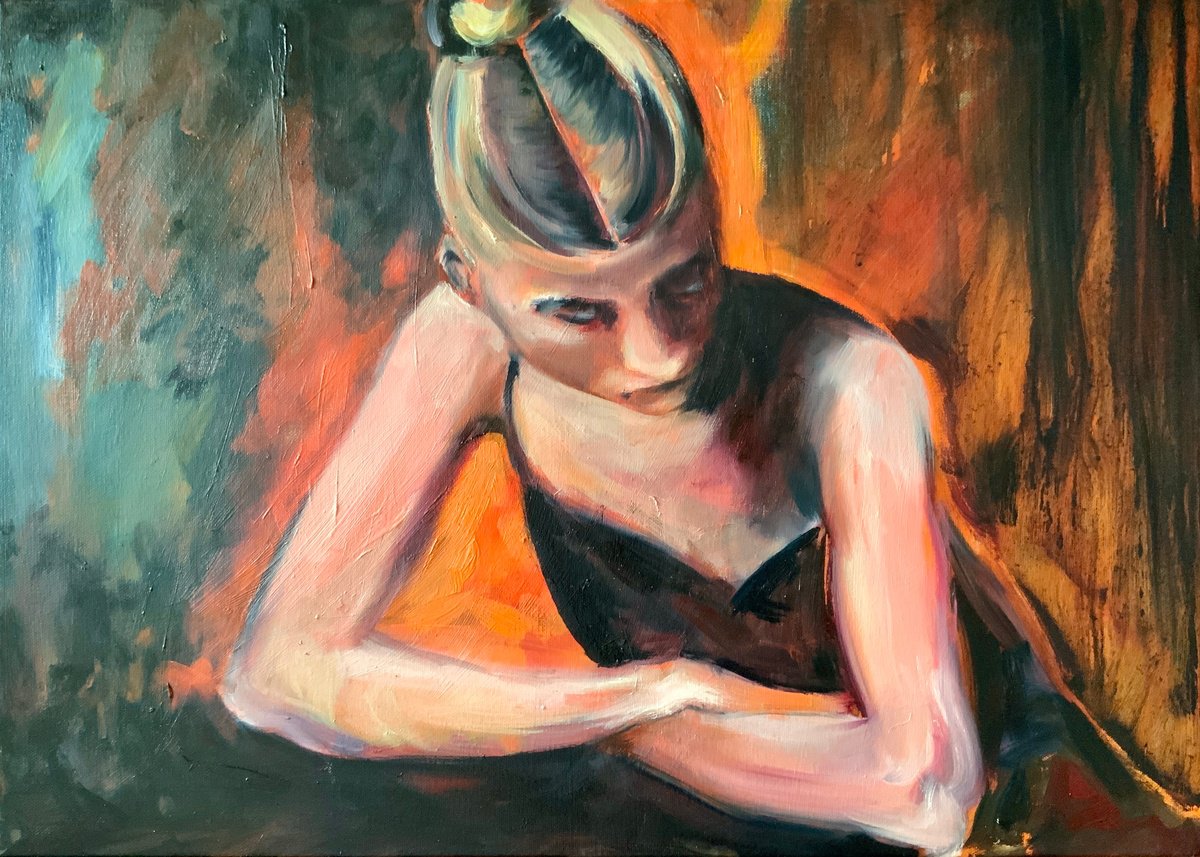 Expressive Oil Painting , The Weight Of Stillness By Alexandra Jagoda (Ovcharenko), 28 X 20, Artwork For Sale On Artfinder