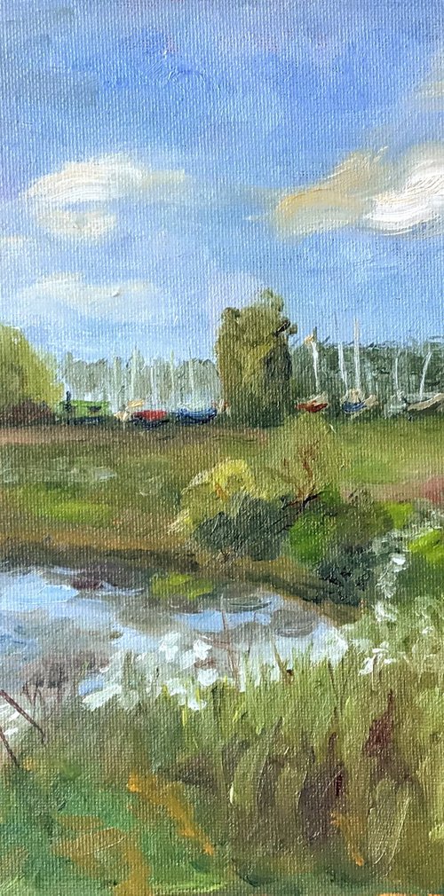 River Stour meadows - another oil painting by Julian Lovegrove by Julian Lovegrove Art