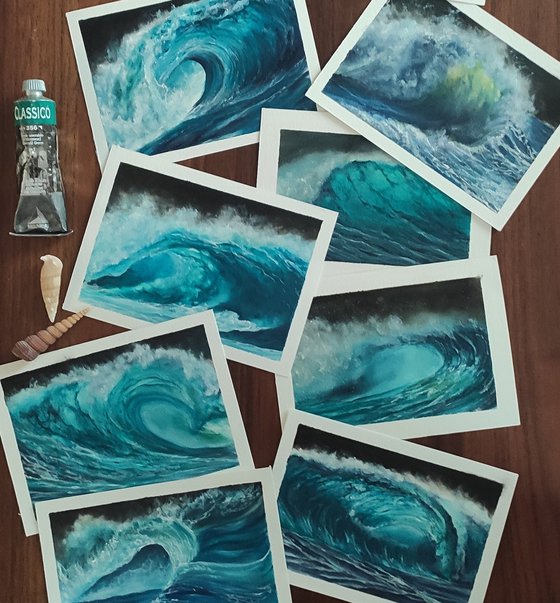 seascape wave on paper #003