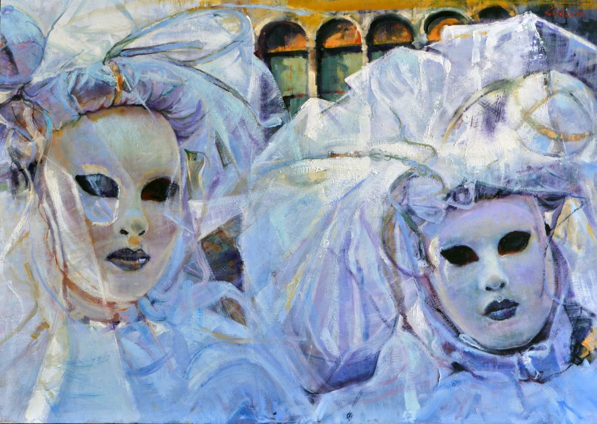 Photorealistic Oil Painting , Venetian Carnival By Marco Ortolan, 28 X 20, Artwork For Sale On Artfinder