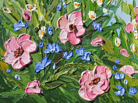 Flowers after the rain - Impasto Painting