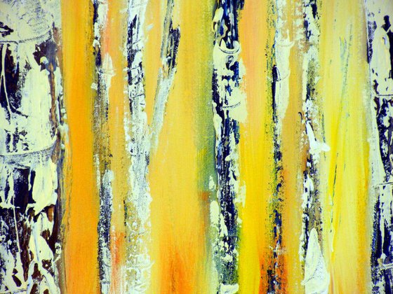 Yellow Birch Trees Abstract - 48x24