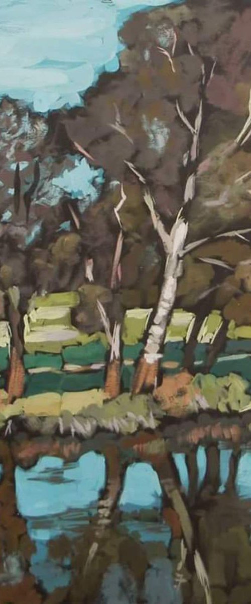 trees by the river,  50x70 cm by Valentina Kachina