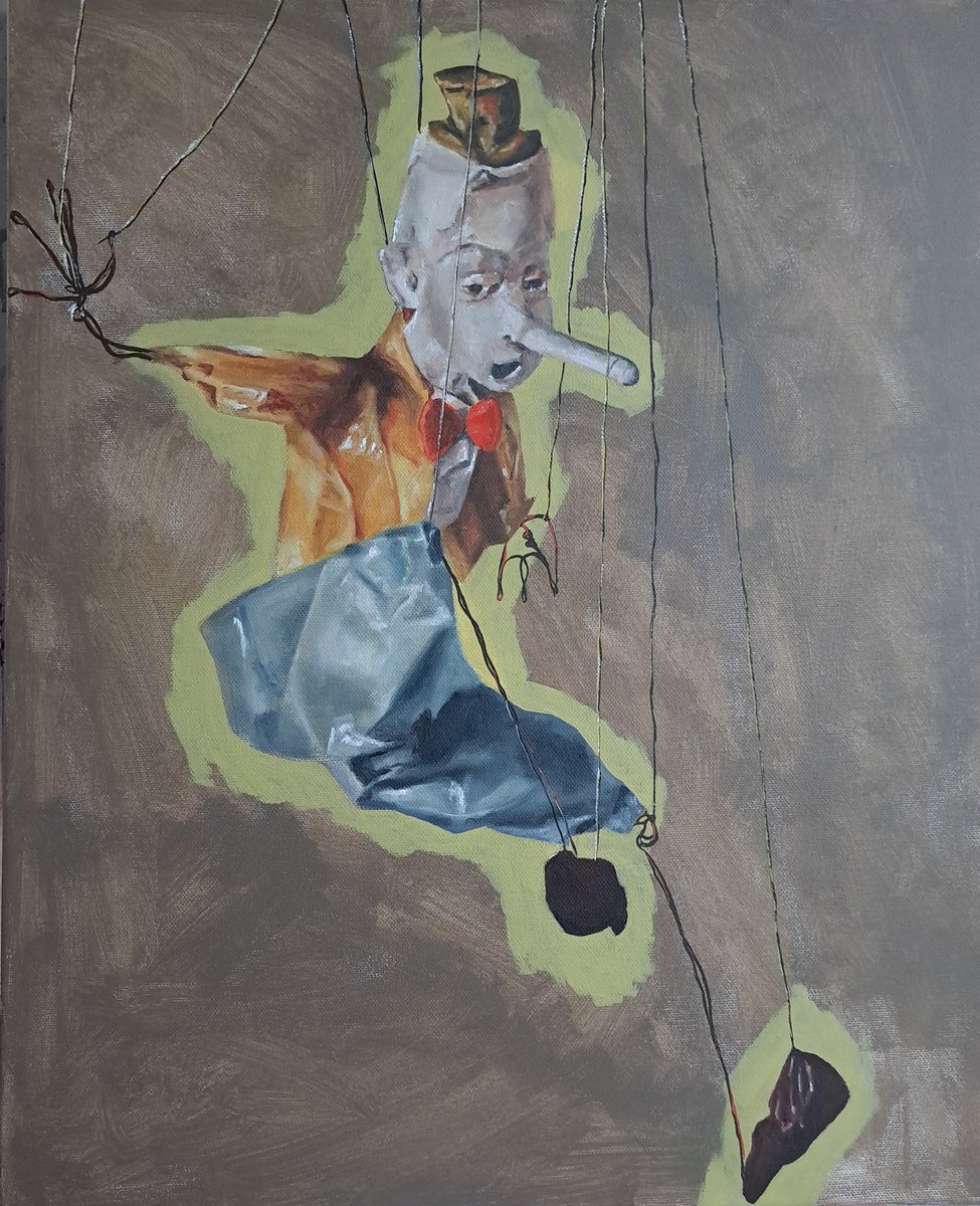 Expressive Painting , Dec Puppet By Lee Jenkinson, 18 X 22, Artwork For Sale On Artfinder