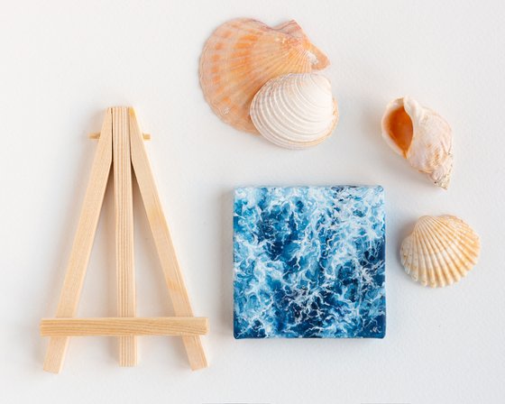 Miniature blue ocean waves