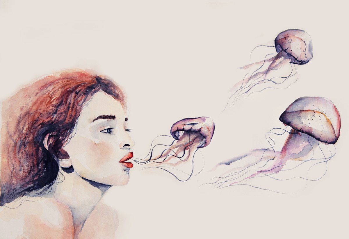 Girl with jellyfhies by Evgenia Smirnova