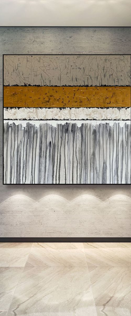 Golden Illusion - XL LARGE, GOLD ABSTRACT ART – EXPRESSIONS OF ENERGY AND LIGHT. READY TO HANG! by Julijana Ravbar