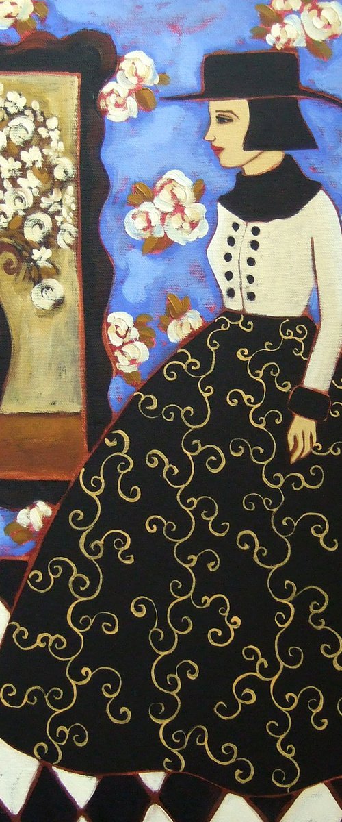 Woman with White Blooms by Karen Rieger