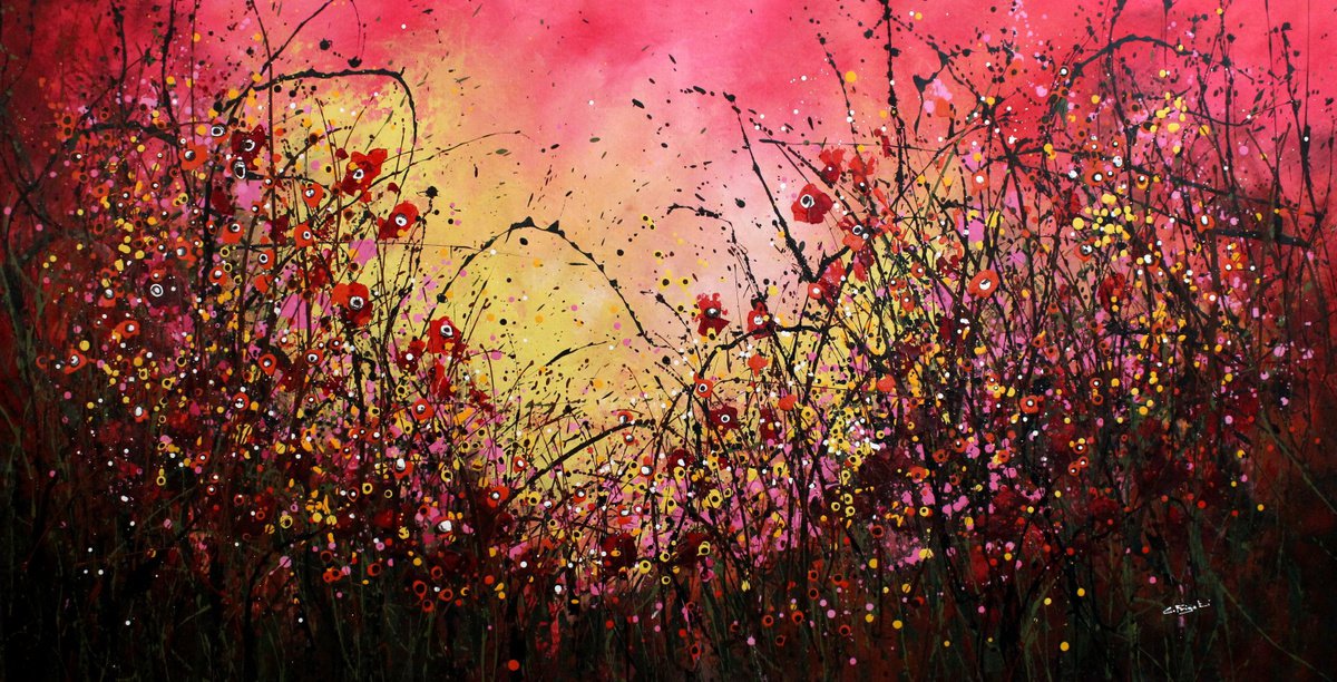 Between Me & You - Super sized original floral landscape by Cecilia Frigati