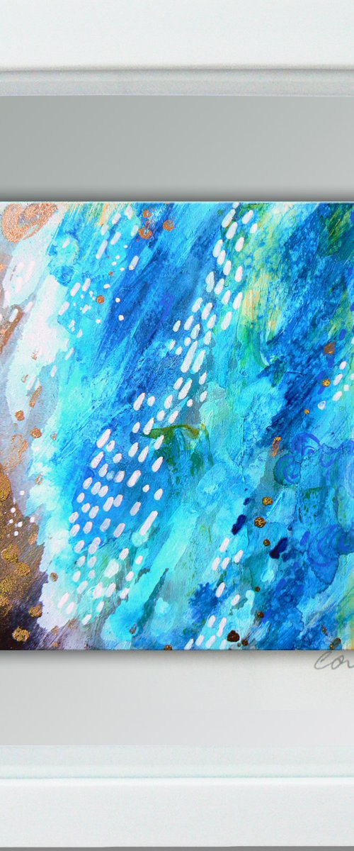 Framed ready to hang original abstract landscape - Underwater by Carolynne Coulson