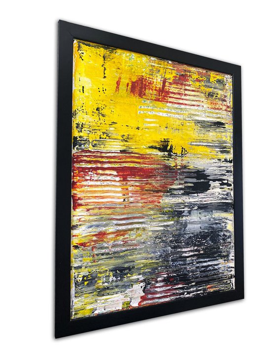 "Tread Lightly" - Original PMS Abstract Acrylic Painting On Wood, Framed - 20" x 26"