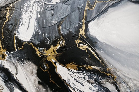 Golden Glamour 190cm x 100cm Textured Abstract Art
