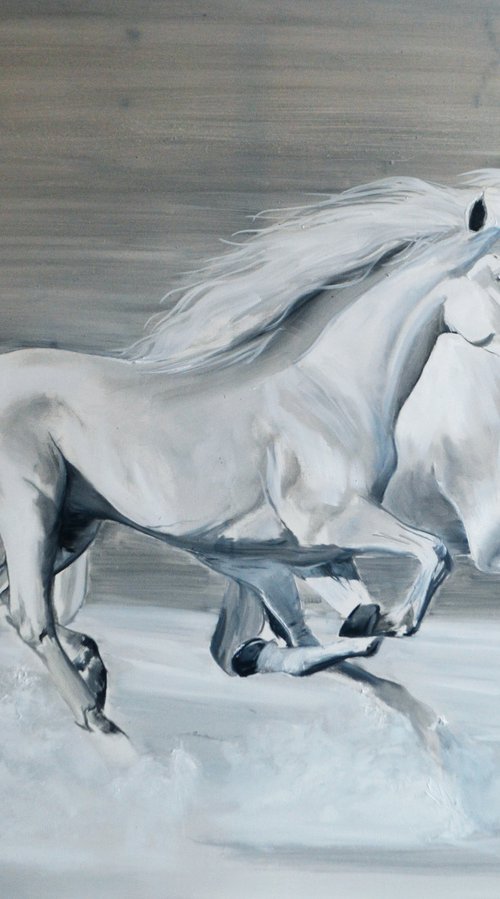 Magic White: Two Horses by Valeriia Radziievska