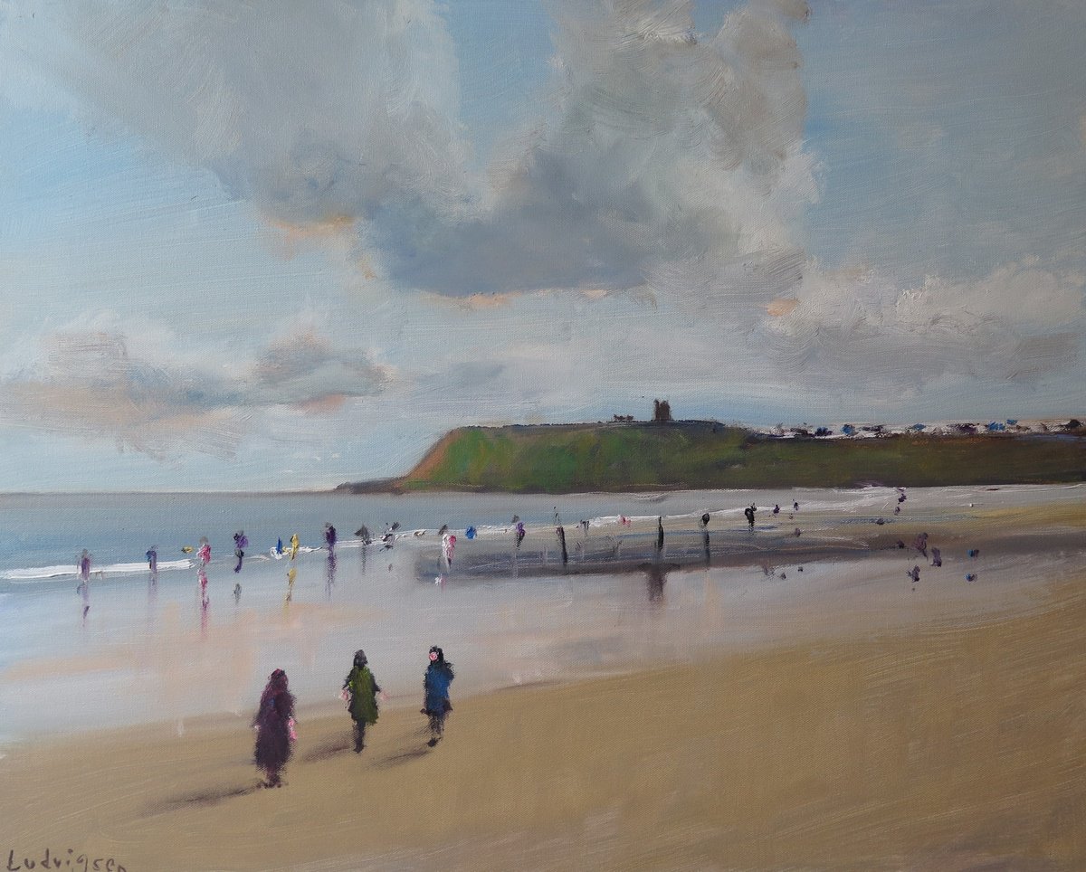 Impressionistic Landscape Oil Painting By Malcolm Ludvigsen, 30 X 24", Scarborough Castle, Nov 13, Original Artwork