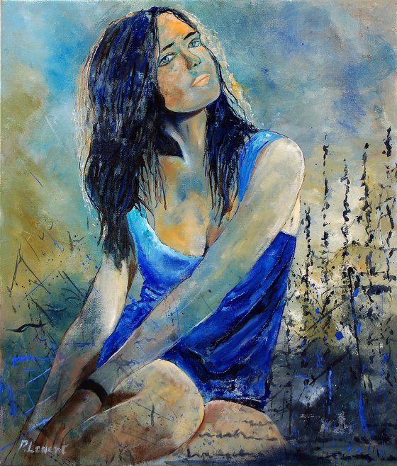 The blue dress