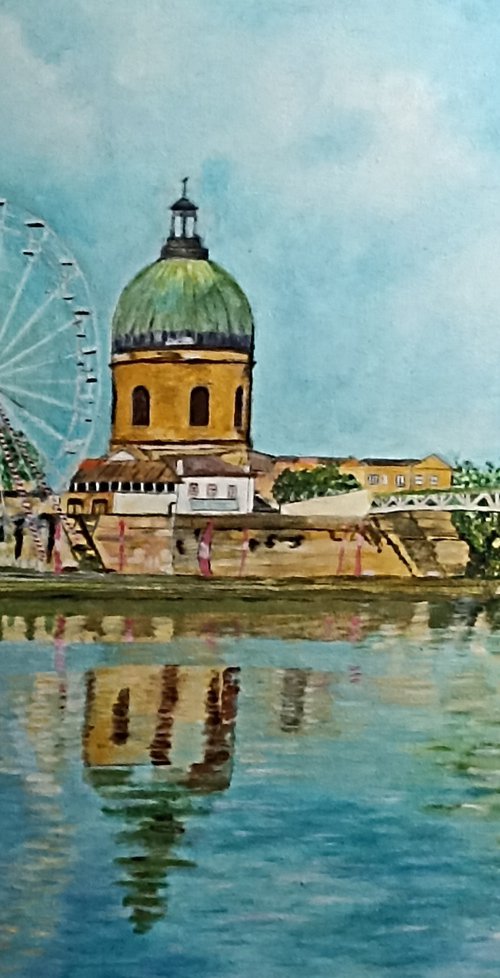 City with big wheel by Isabelle Lucas