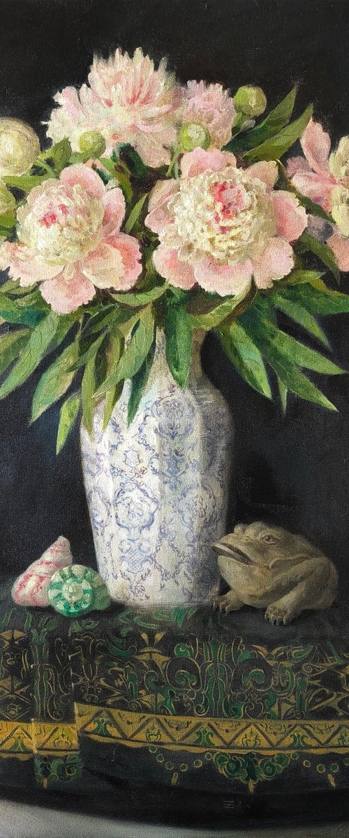Peonies in Chinese Vase by Olga Goryunova