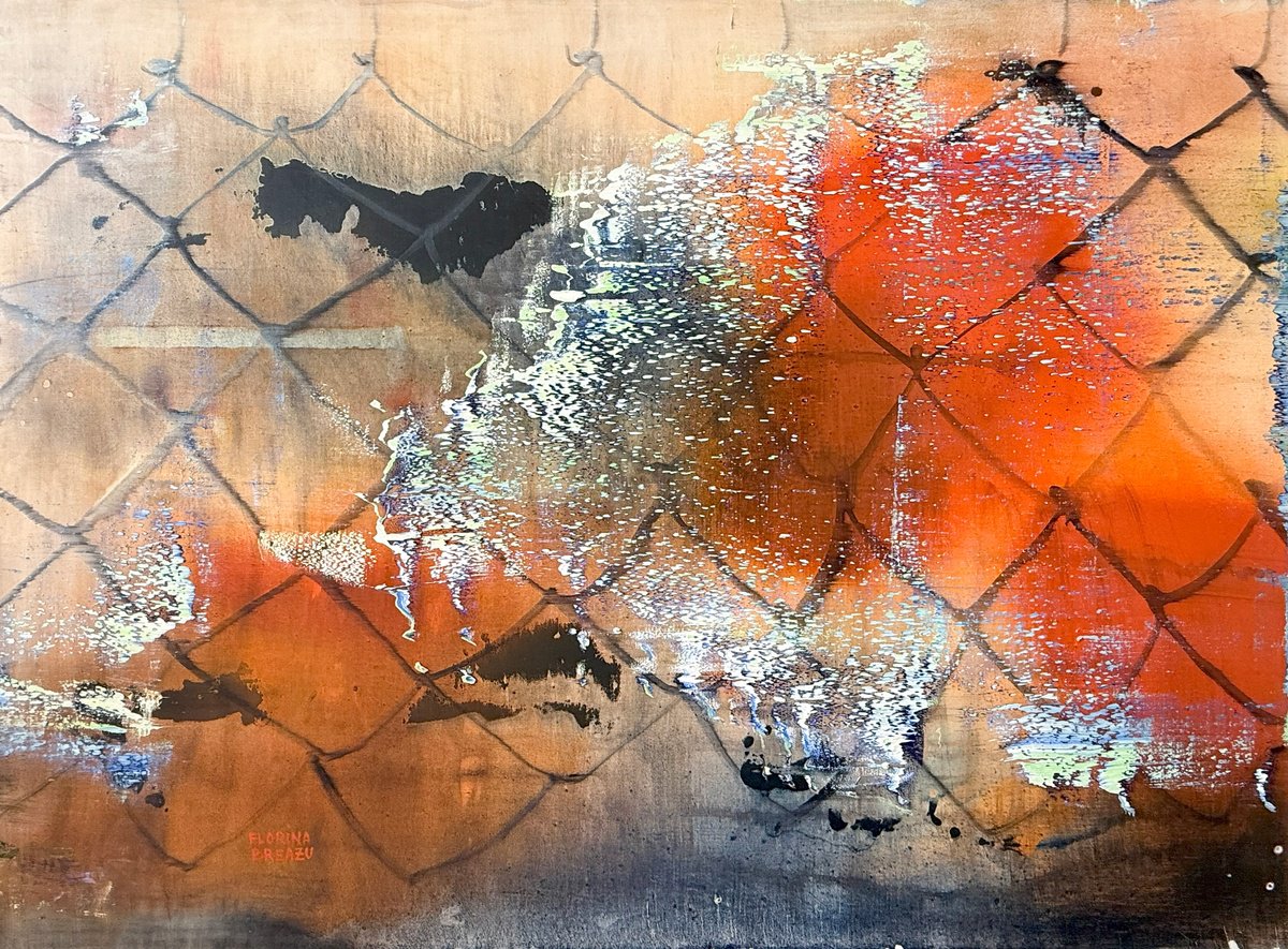 Organic Abstract Oil Painting By Florina Breazu, 59 X 43, Dispersion, Original Artwork