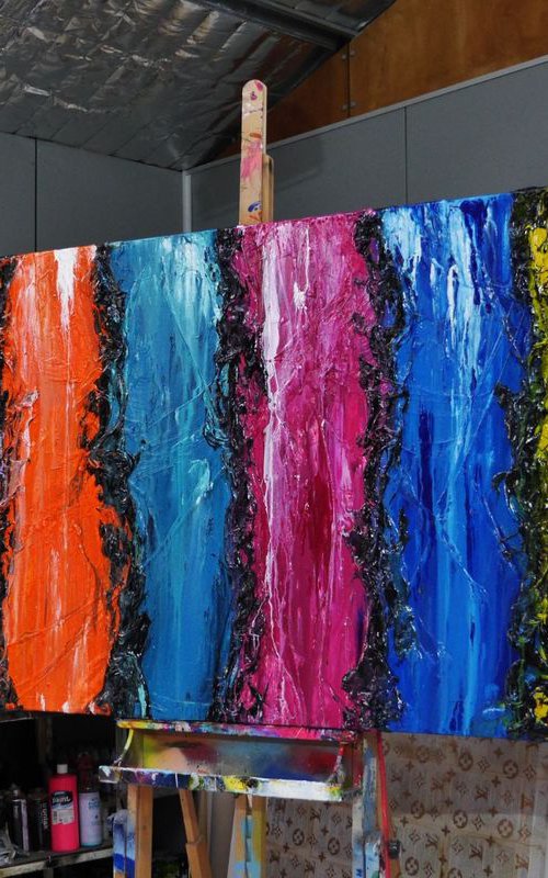 Colourfornication 240cm x 100cm Huge Texture Abstract Art by Franko