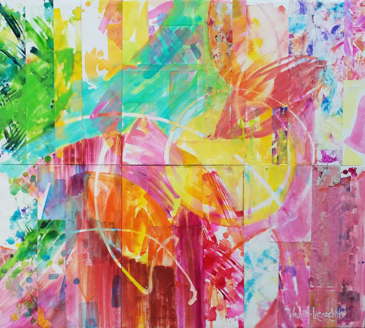 Organic Abstract Painting By Gina Valenti-Lazarchik, 27 X 24, You Are Love #2, Original Artwork