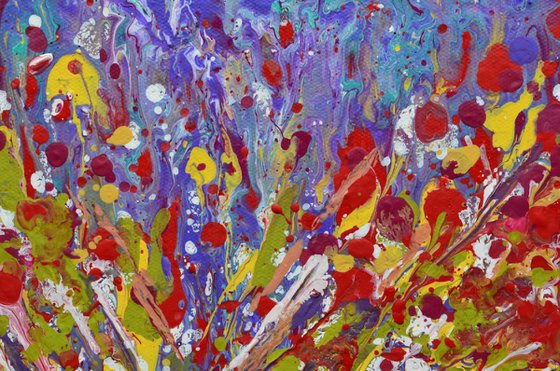 Poppies Abstract Meadow colorful painting on canvas