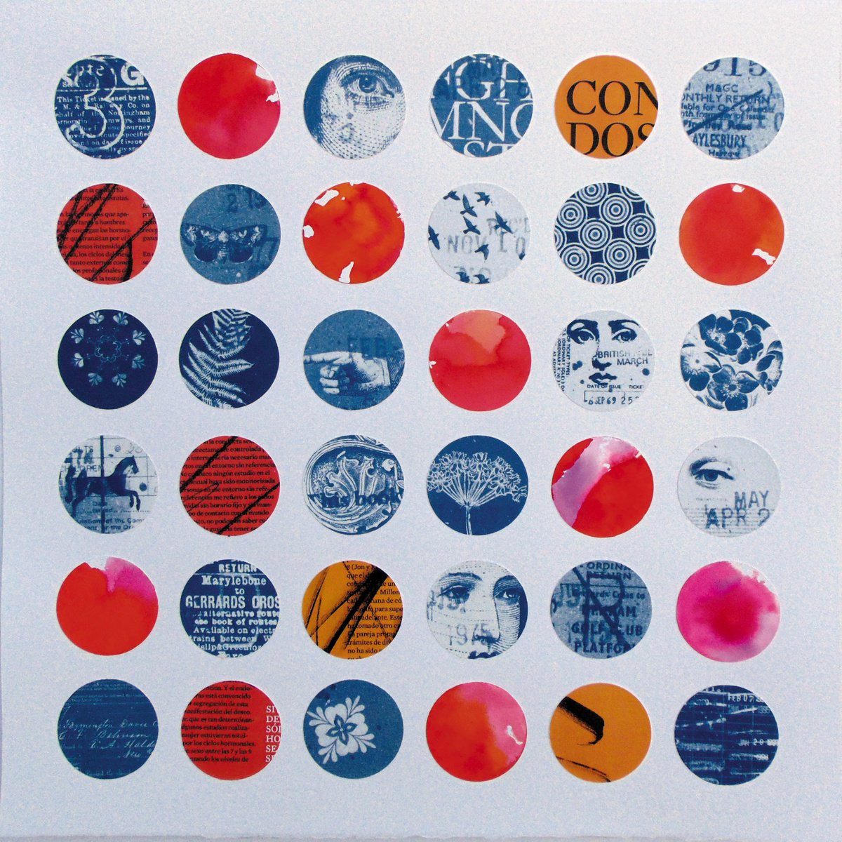 Portrait Collage By Manel Villalonga, 18 X 18", 65 Memories, Original Artwork