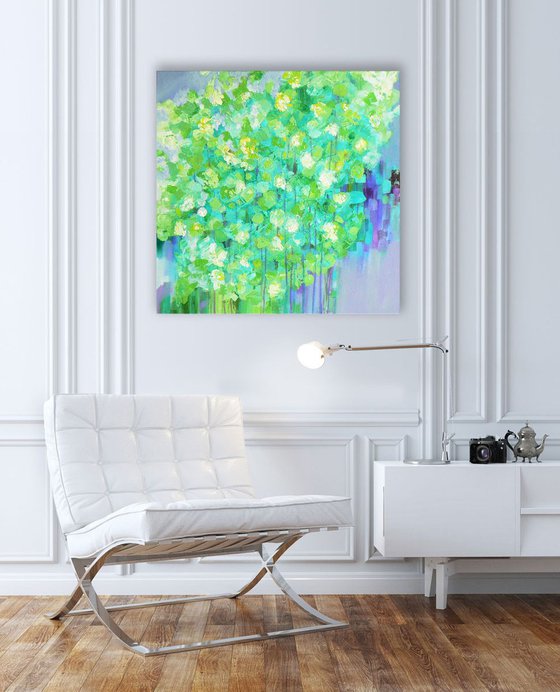 Spring flowers (textured abstract flower painting - ready to hang)