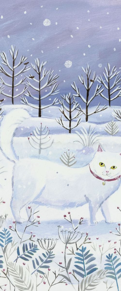 Snowy Cat by Mary Stubberfield