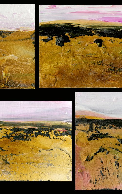 Dream Land Collection 1 - 4 Small Textural Landscape Paintings by Kathy Morton Stanion by Kathy Morton Stanion