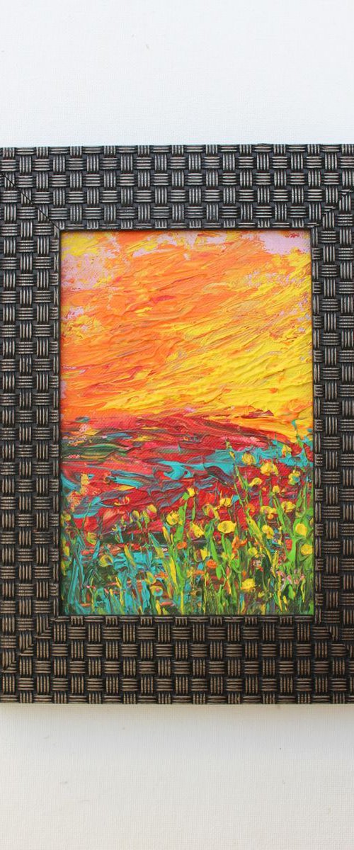 "Walking with you" - Impressionistic Palette Knife Landscape Painting on Canvas by Vikashini Palanisamy