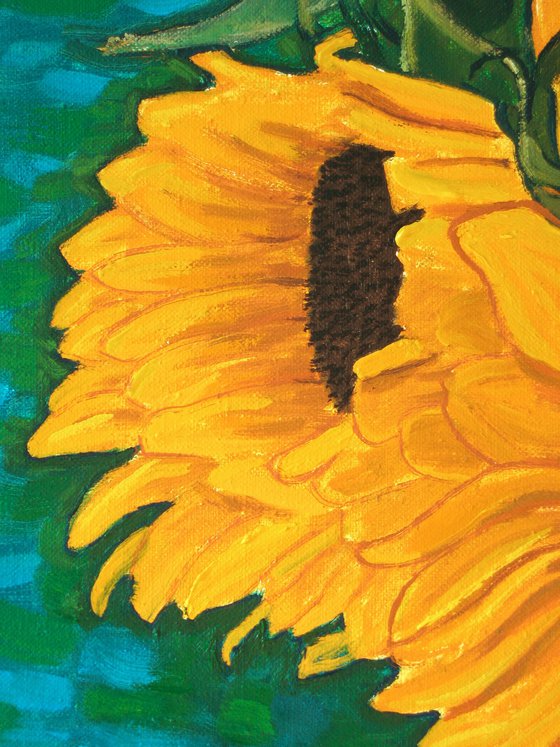 Sunflowers against Green